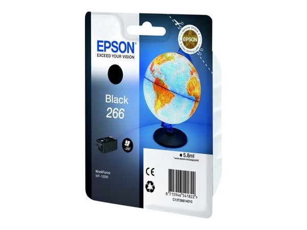 Epson 266 - 5.8 ml - svart - original - blære med RF-alarm - blekkpatron - for WorkForce WF-100W, WF-110W