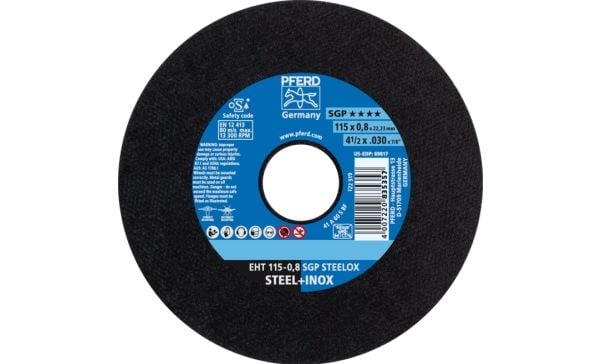 PFERD EHT 115-0,8 SGP STEELOX, Stål, Rustfritt stål, PFERD, 2,22 cm, 11,5 cm, 13300 rpm, 25 stk