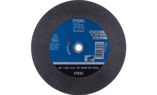 PFERD Cut-off wheels for chopsaws (CHOPSAW) SG CHOP HD STEEL, 40 cm, 10 stykker