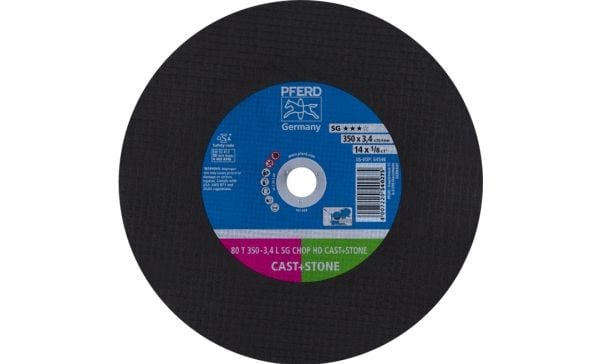 PFERD 80 T 350-3,4 L SG CHOP HD CAST+STONE/25,4, Valurauta, Metalli ilman rautaa, Muovi, Alumiini, PFERD, 2,54 cm, 35 cm, 4400 rpm, 10 kpl