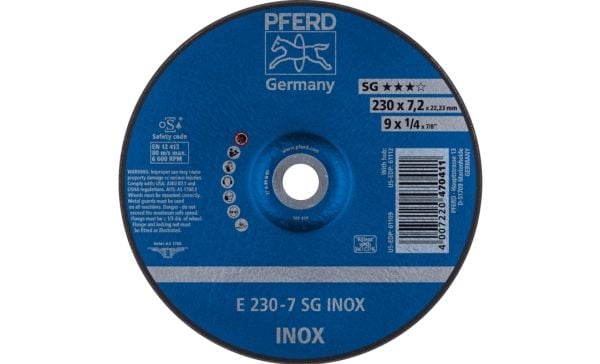 PFERD E 230-7 SG INOX, Metalli, 6600 RPM, 23 cm, 7,2 mm, 10 kpl PFERD E 230-7 SG INOX, Metalli, 6600 RPM, 23 cm, 7,2 mm, 10 kpl