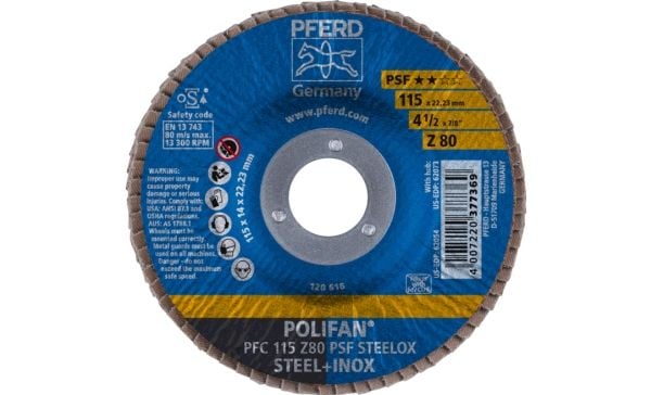 PFERD PFC 115 Z 80 PSF STEELOX, Metall, 13300 RPM, 11,5 cm, 10 stykker