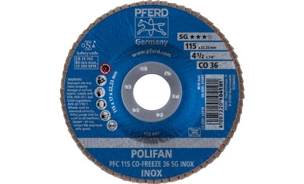 PFERD 67711536, Lamellskive, Nedsenket senter, Rustfritt stål, Alle merker, 2,22 cm, 11,5 cm
