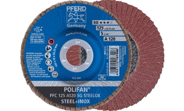 PFERD 67712125, Lamellskive, Nedsenket senter, Rustfritt stål, Stål, Alle merker, 2,22 cm, 12,5 cm