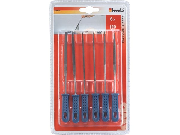 kwb 926000, Fil-sett, Flate mapper, Halvrund fil, Rund fil, Firkantet fil, Trekant-fil, Metall, Tre, Plast, Blå, 12 cm