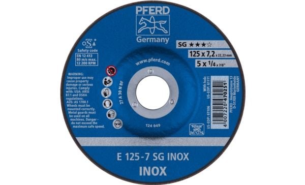 PFERD 62212623, 2,22 cm, 12,5 cm, 7,2 mm, 12200 RPM, 10 kpl PFERD 62212623, 2,22 cm, 12,5 cm, 7,2 mm, 12200 RPM, 10 kpl