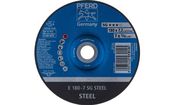 PFERD 62217626, 18 cm, 7,2 mm, 8500 RPM, 10 stykker PFERD 62217626, 18 cm, 7,2 mm, 8500 RPM, 10 stykker