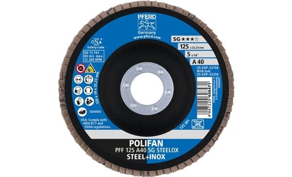 PFERD 67604125, 12,5 cm, 2,22 cm, 12200 RPM, 40 g, 10 stykker
