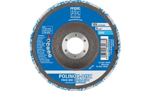 PFERD 44690723, 10000 RPM, 2,22 cm, 12,5 cm, 13 mm, 5 stykker