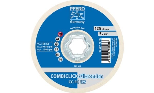 PFERD 42003025, 9650 RPM, 12,5 cm, 5 stykker