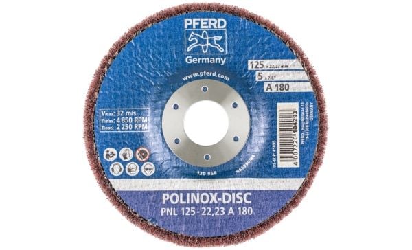 PFERD 44692262, 4850 RPM, 2,22 cm, 12,5 cm, 20 mm, 180 g, 5 stykker