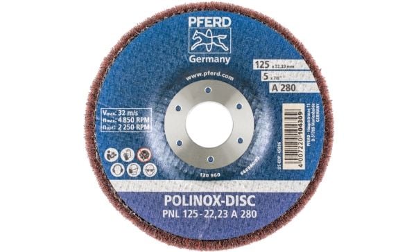 PFERD 44692263, 4850 RPM, 2,22 cm, 12,5 cm, 20 mm, 280 g, 5 stykker
