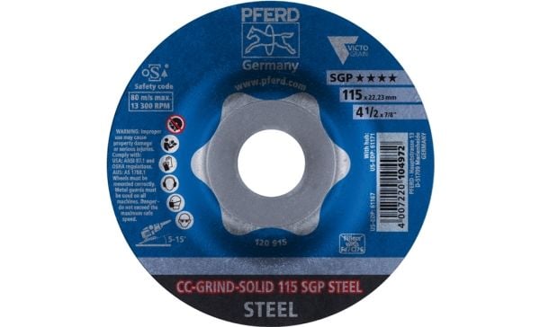 PFERD 64187116, 11,5 cm, 2,22 cm, 13300 RPM, 10 stykker