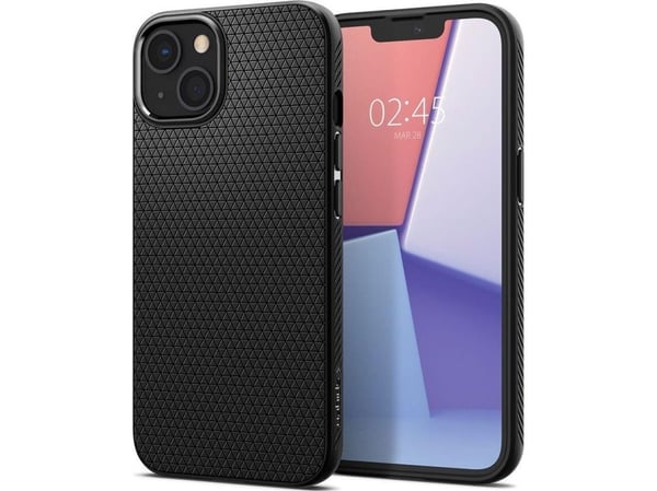 Spigen Liquid Air - Baksidedeksel for mobiltelefon - termoplast-polyuretan (TPU) - matt svart - for Apple iPhone 13