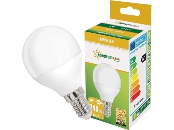 Spectrum LED-pære LED kule E14 230V 4W nøytral NW SPECTRUM