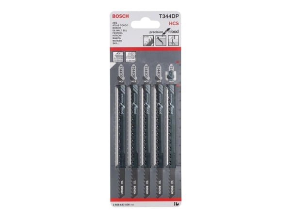 Bosch Precision for Wood T 344 DP - Stikksagblad - for tre, kartong, kryssfinér, fiberplate, bløtt tre, thick construction timber - 5 deler - T-ska...