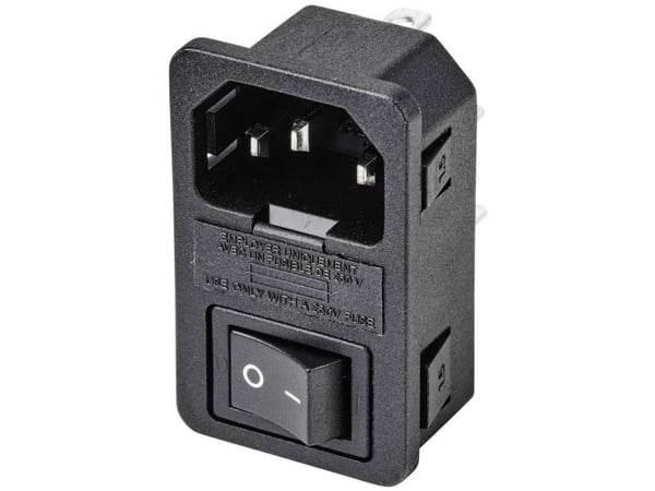 TRU COMPONENTS TC-10088420 IEC-pistoke Pistorasia, uppoasennettava pystysuora Navat yhteensä: 3 10 A Musta 1 kpl 1 kpl
