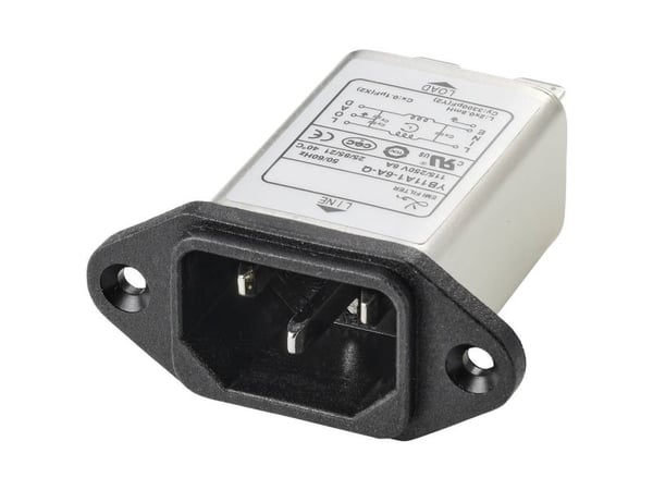 TRU COMPONENTS TC-10101412 Strømfilter med IEC-tilslutning 250 V/AC 6 A 0,8 mH (L x B x K) 58 x 22,8 x 50 mm 1 stk 1 stk