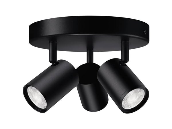 WiZ IMAGEO 3x justerbar spotlight rund plate, Smartlyspunkt, Wi-Fi/Bluetooth, Svart, Wi-Fi 4 (802.11n), 802.11b, 802.11g, LED, Metall