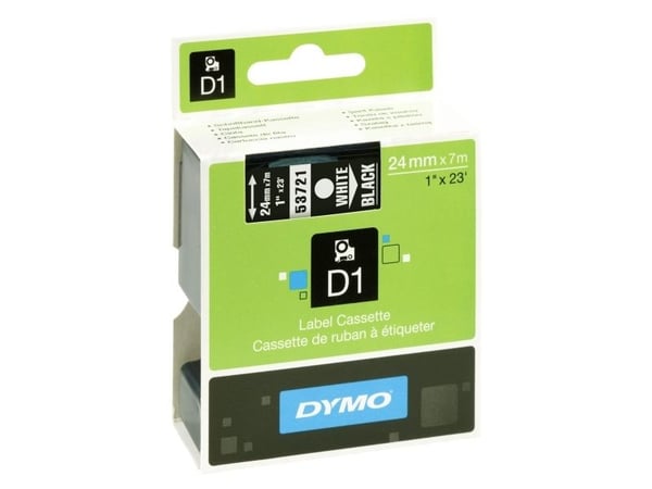 DYMO D1 - Selvklebende - hvit på svart - Rull (2,4 cm x 7 m) 1 kassett(er) etikettbånd - for LabelMANAGER 500TS, PnP