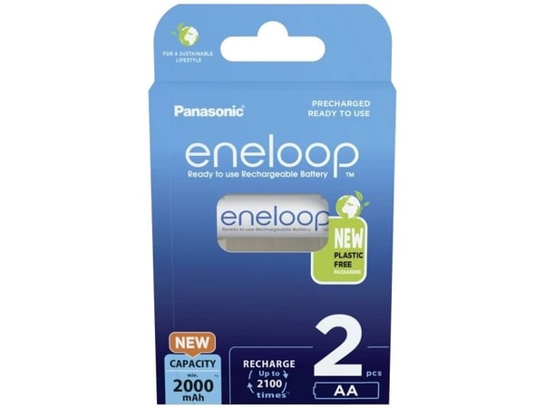 Sanyo BK-3MCDE/2BE, Ladattava akku, AA, 1,2 V, 2 kpl, 2000 mAh, Valkoinen