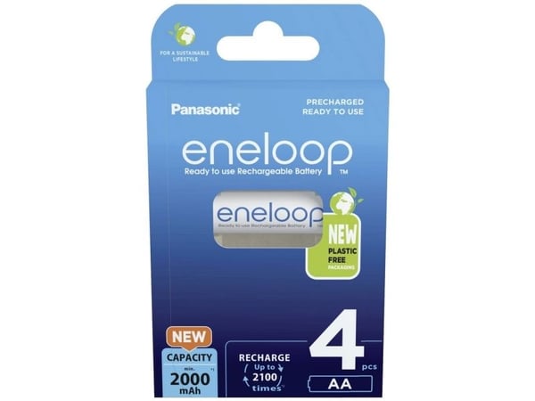 Panasonic BK-3MCDE/4BE, Ladattava akku, AA, 1,2 V, 4 kpl, 2000 mAh, Valkoinen