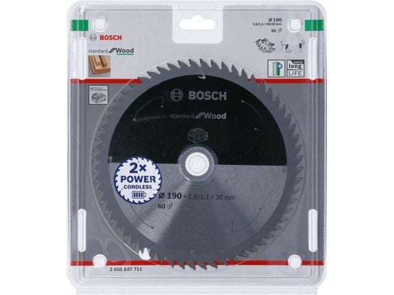 Bosch Standard for Wood - Sirkelformet sagblad - for tre - 190 mm - 60 tenner