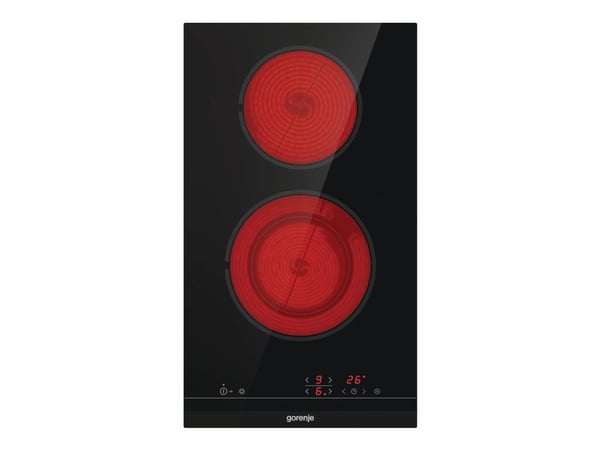 Gorenje ECT322BCSC - Keraaminen keittotaso - 2 keittolevyä - Niche - leveys: 28,3 cm - syvyys: 49 cm - musta fasettikuvioitu etuosa