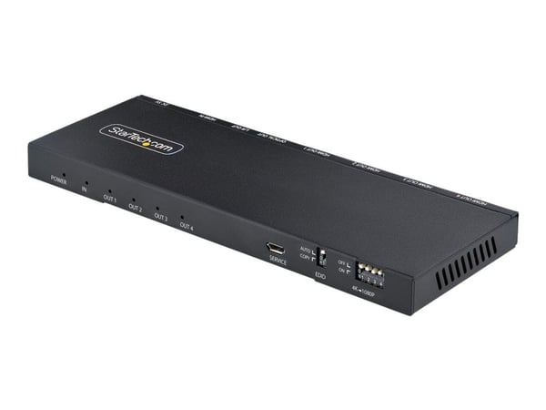 Startech 4-Port HDMI Splitter, 4K 60Hz HDMI 2.0 Video, 1 In 4 Out HDMI Splitter, 4K HDMI Splitter w/Built-in Scaler, 3.5mm/Optical Audio Port, Dura...