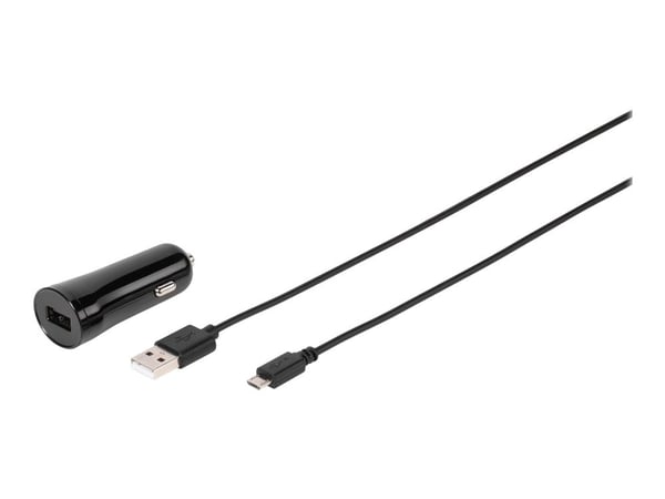 Vivanco CCVVMUSB24ABK - Auton virtalähde - 2,4 A (USB) - kaapelissa: Micro-USB - musta