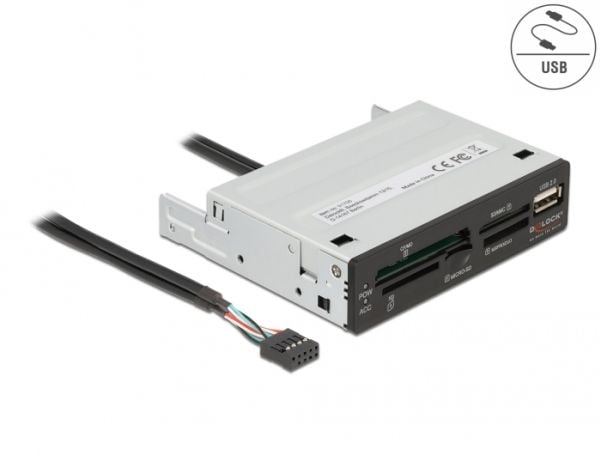 Delock - Kortleser - 3,5" (MS, MS PRO, MMC, MS Duo, xD, CF, microSD, microSDHC, microSDXC) - USB 2.0