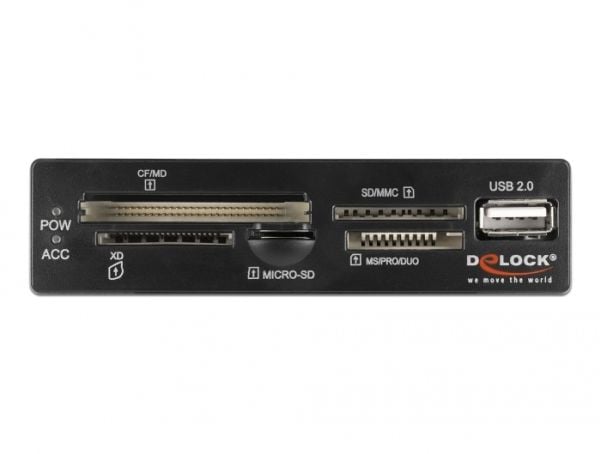 Delock - Kortleser - 3,5" (MS, MS PRO, MMC, MS Duo, xD, CF, microSD, microSDHC, microSDXC) - USB 2.0
