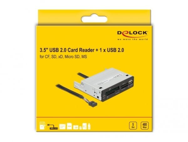 Delock - Kortleser - 3,5" (MS, MS PRO, MMC, MS Duo, xD, CF, microSD, microSDHC, microSDXC) - USB 2.0