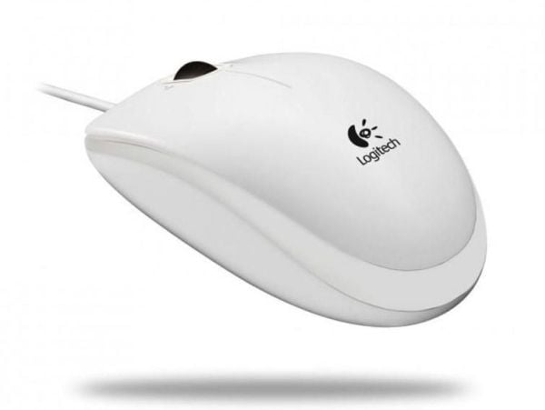 Logitech B100 - Mus - høyre- og venstrehåndet - optisk - 3 knapper - kablet - USB - hvit