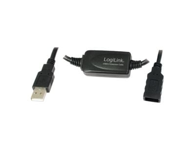 LogiLink 25M USB 2.0 - USB 2.0 M/F, 25 m, USB A, USB A, USB 2.0, Hankjønn/hunkjønn, Sort