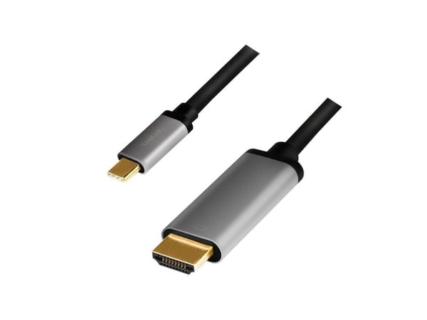 LogiLink CUA0101, USB 3.2 Gen1 Type-C, HDMI-A, 1,8 m, Sort, Grå