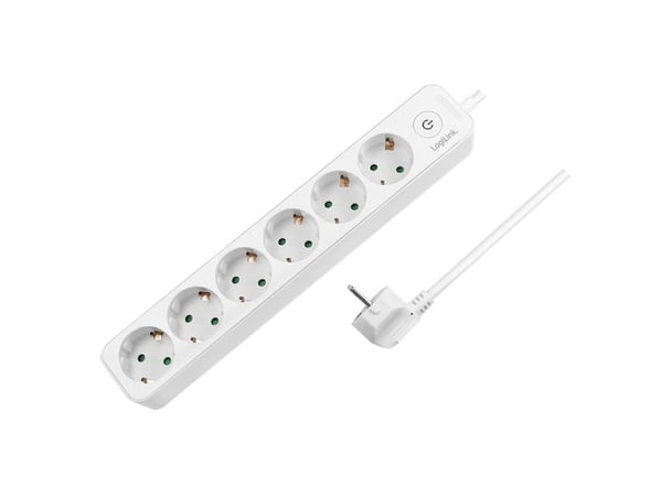 LogiLink LPS247, 1,5 m, 6 AC-pistorasia(a), Sisätila, Tyyppi F, Type F (CEE 7/4), IP20