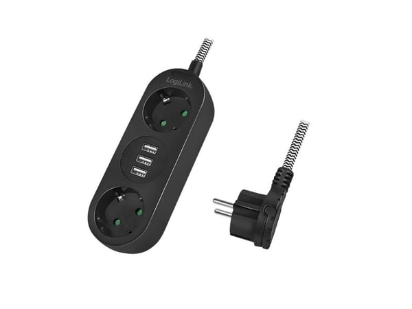 LogiLink LPS262U, 1,5 m, Innendørs, IP20, 1,5 mm², Sort, CE