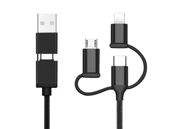 Multiladekabel - USB-C / USB 2.0 til micro USB / USB-C & Lightning