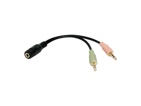 LogiLink - Audioadapter - mini-phone stereo 3.5 mm hann til 4-polsminijakk hunn - 15 cm - svart