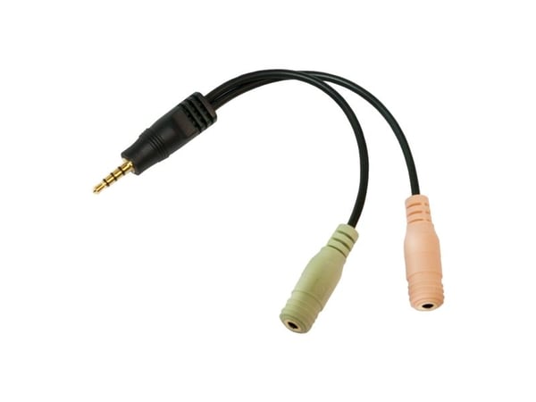 LogiLink - Audioadapter - mini-phone stereo 3.5 mm hunn til 4-polsminijakk hann - 15 cm - svart
