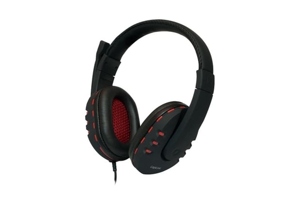 LogiLink HS0033, Koblet med ledninger (ikke trådløs), Samtaler/musikk, 20 - 20000 Hz, 365 g, Hodesett, Sort, Rød