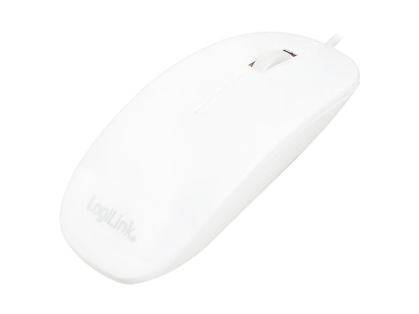 LogiLink Slim - Mus - høyre- og venstrehåndet - optisk - 3 knapper - kablet - USB - hvit