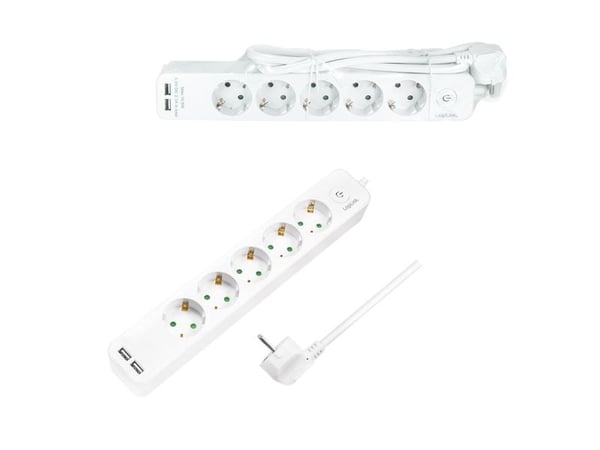 LogiLink LPS249U, 1,5 m, 5 AC-pistorasia(a), Sisätila, IP20, Valkoinen, 250 V