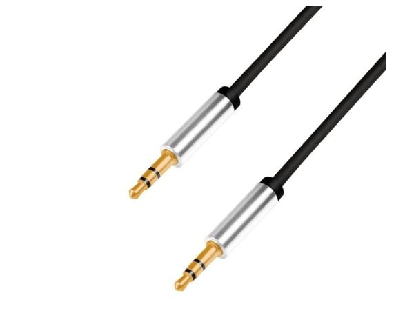 LogiLink lydkabel 3,5 mm 3-pins/M til 3,5 mm 3-pins/M, metall, svart, 1 m