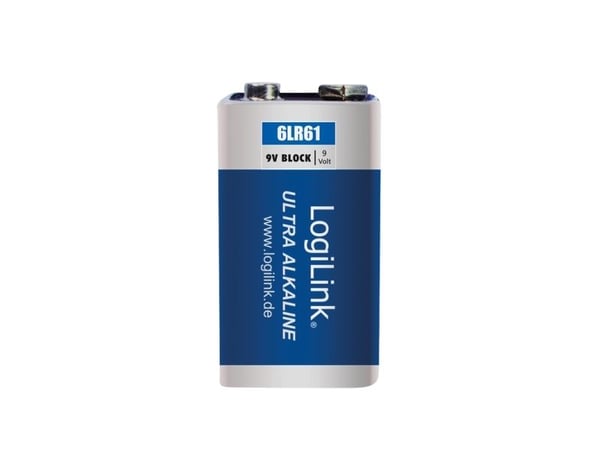 LogiLink 6LR61B1, Engangsbatteri, Alkalinsk, 9 V, 1 stykker, 480 mAh, 5 år