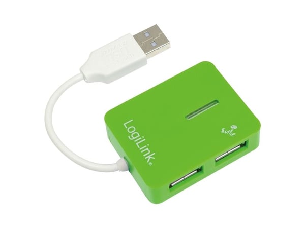 LogiLink USB 2.0 4-Port Hub, 480 Mbit/s, Grønn, Windows 98SE/ME/200/XP/Vista/2003/7, 450 g