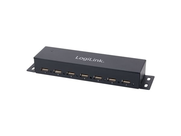 LogiLink USB 2.0 Hub 7-Port Metal - Hub - 7 x USB 2.0 - stasjonær, veggmonterbar