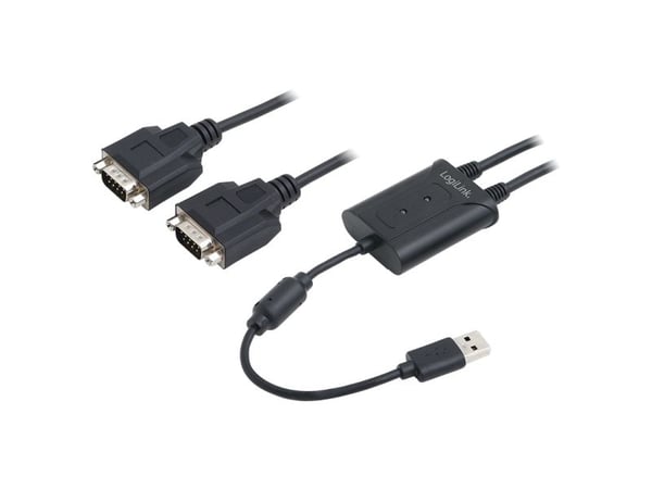 LogiLink AU0031, Musta, USB A-tyyppi, DB-9, Uros, Uros, 201 mm