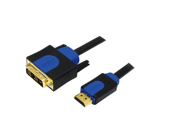 LogiLink CHB3103, 3 m, HDMI, DVI-D, Guld, Sort, Blå, Hanstik/Hanstik